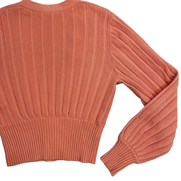 Aritzia Wilfred Plunge Front Cardigan Size Large Peach V-Neck Merino Wool Blend - Picture 9 of 14